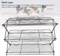 Dailygoods- Koelrek 3-laags Opvouwbaar - Verstelbaar - Stapelbaar - Ruimtebesparend - Voor Bakken/Drogen - 17,3 x 10 Inch - Bakrek — thumbnail 3