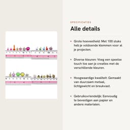 Dailygoods- Patroonklemmen 100 stuks - Mini Ronde Klemmen - Bevestigingsset - Kleurrijke Sluitklemmen - Lichtgewicht Metaal - Voor Knutselen/Scrapbooking - Brads — thumbnail 5