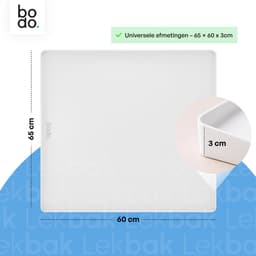 Lekbak Wasmachine - Opvangbak tegen lekkage - Siliconen - 65x60x3 cm - Wit - Bodo — thumbnail 2