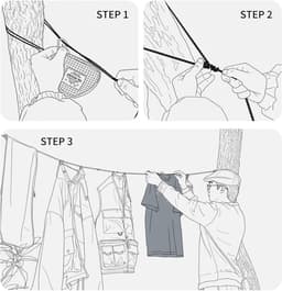 Waslijn met clips - Reislijn droogrek - Kleding drogen - Reflecterend materiaal - 1.0 Meter - Zwart — thumbnail 5