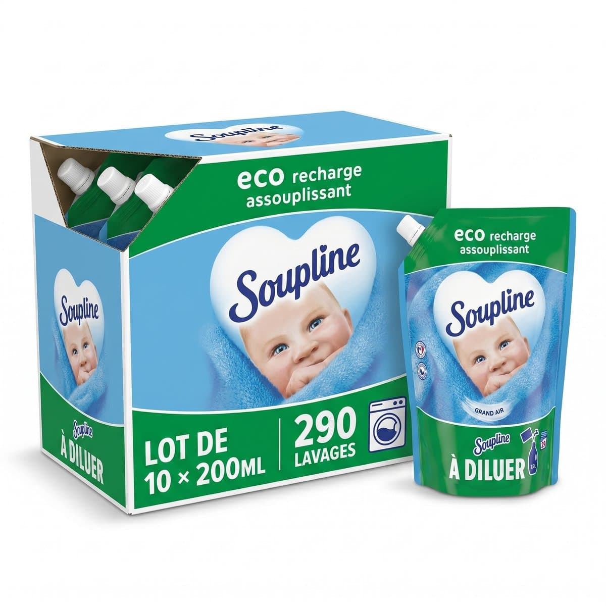 Soupline Hemels Fris Geconcentreerde Wasverzachter 10 x 29 wasbeurten - eco navullingen — afbeelding 1