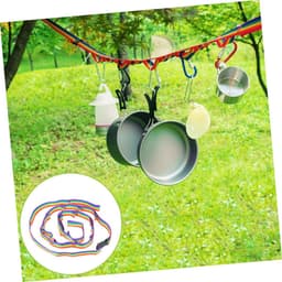 Outdoor Kledinglijn - Kampeer Touw - Reizen Kamperen - Dubbele Laag - 187 cm - Multikleur — thumbnail 2