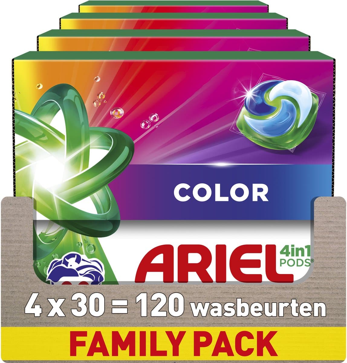 Ariel 4in1 Wasmiddel Pods Kleur - 4 x 30 Wasbeurten — afbeelding 1
