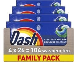 Dash Wasmiddel Pods® - Stralende Kleuren - 4 x 26 Wassen