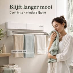 Vellano Wanddroogrek Inklapbaar – Premium Wasrek Muur 120 cm – 8.4 m Drooglengte – Stevig & Ruimtebesparend – Incl. Boormal & Bevestigingsset – wit — thumbnail 4