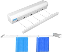 Intrekbare Waslijn - Kleding Drogen - Ruimtebesparend - Telescopische - Wandgemonteerde - Flexibele - Wasdroger - Geschikt voor Indoor Outdoor - Massief Plastic - Thuis Drogen van Wasgoed. — thumbnail 1