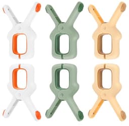 6 stuks kleurrijke strandhanddoekclips, grote plastic wasclips winddichte kledingspelden voor ligbedden, ligstoelen en dekens — thumbnail 4