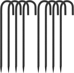 8 Stuks Grondpalen en Grondankers van 30 cm - J-Haak Tentpinnen voor Beveiliging van Tenten, Tuinpalen en Trampolines — thumbnail 1