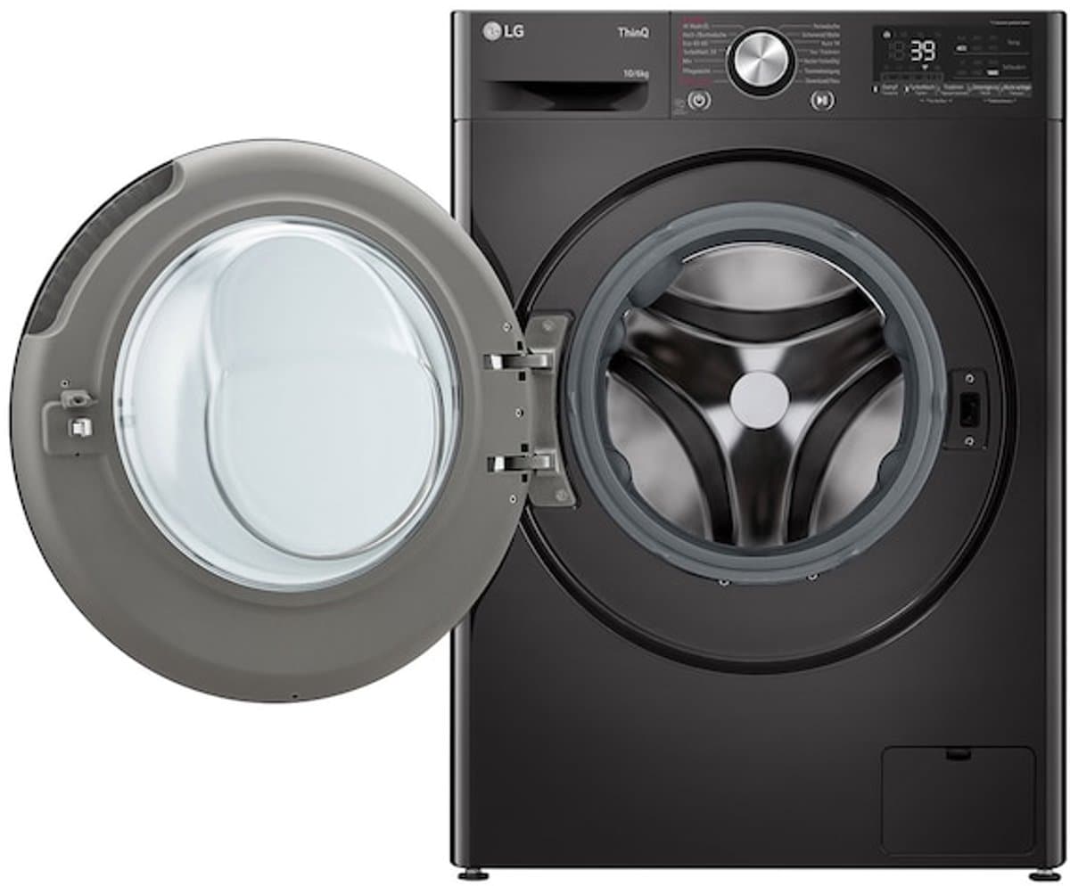 LG W4WR70X6YB - WAS-DROOGCOMBINATIE 10/6 KG - Zwart — afbeelding 1