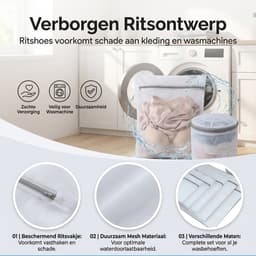 Waszakken Set van 7 - Verschillende Maten incl. BH Waszak & Cilinder - Beschermende Wasnetjes met Duurzame Rits voor Wasmachine - Maten XS t/m XXL — thumbnail 4