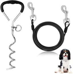 NTHProducts - Grondanker voor Honden - Robuust en Veilig - Zwart en Zilver - Geschikt voor Grote Honden - Inclusief 3m Recall Lead - Perfect voor Tuinen — thumbnail 1
