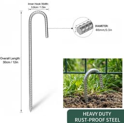 NTHProducts - Tuinpinnen - Grondankers - Zeer robuust - Zilver - Tentpinnen - Ideaal voor tenten, partytenten en schuren - 10 stuks — thumbnail 4