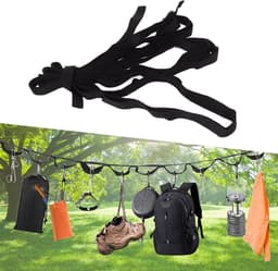 Camping Waslijn - Draagbare Drooglijn - Ruimtebesparend Ophangen - Verstelbare Lengte - Nylon Materiaal - Grijs — thumbnail 2