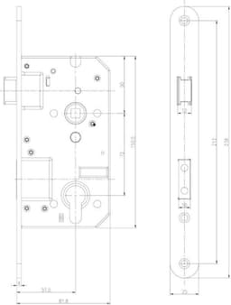 Veiligheidsslot - Renovatieslot - SKG** - DX DNSV-PC72RO - PC 72 - Ronde voorplaat RVS — thumbnail 2