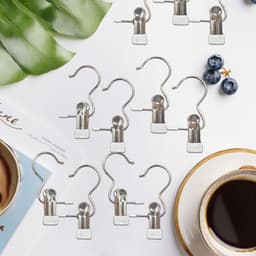 20 Stuks Kledingknijpers - RVS Was Haken - Antislip Kleding Hanger Clip - 360° Draaiende Schoen Clips - Metaal Clips voor Schoenen Sokken Handdoeken (Wit) — thumbnail 2