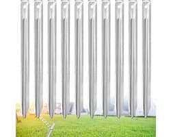 Dailygoods- Grondankers 30 cm - 10 Stuks - Stevige Zandharingen - Robuuste Haringen - V-profiel - Antislip Haak - Roestvrij Staal - Tentharingen