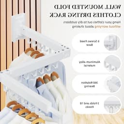 Uitbreidbare Wandgemonteerde Wasrek van Aluminium - 3-voudig Vouwbaar, Ideaal voor Kleding en Droogruimte — thumbnail 5