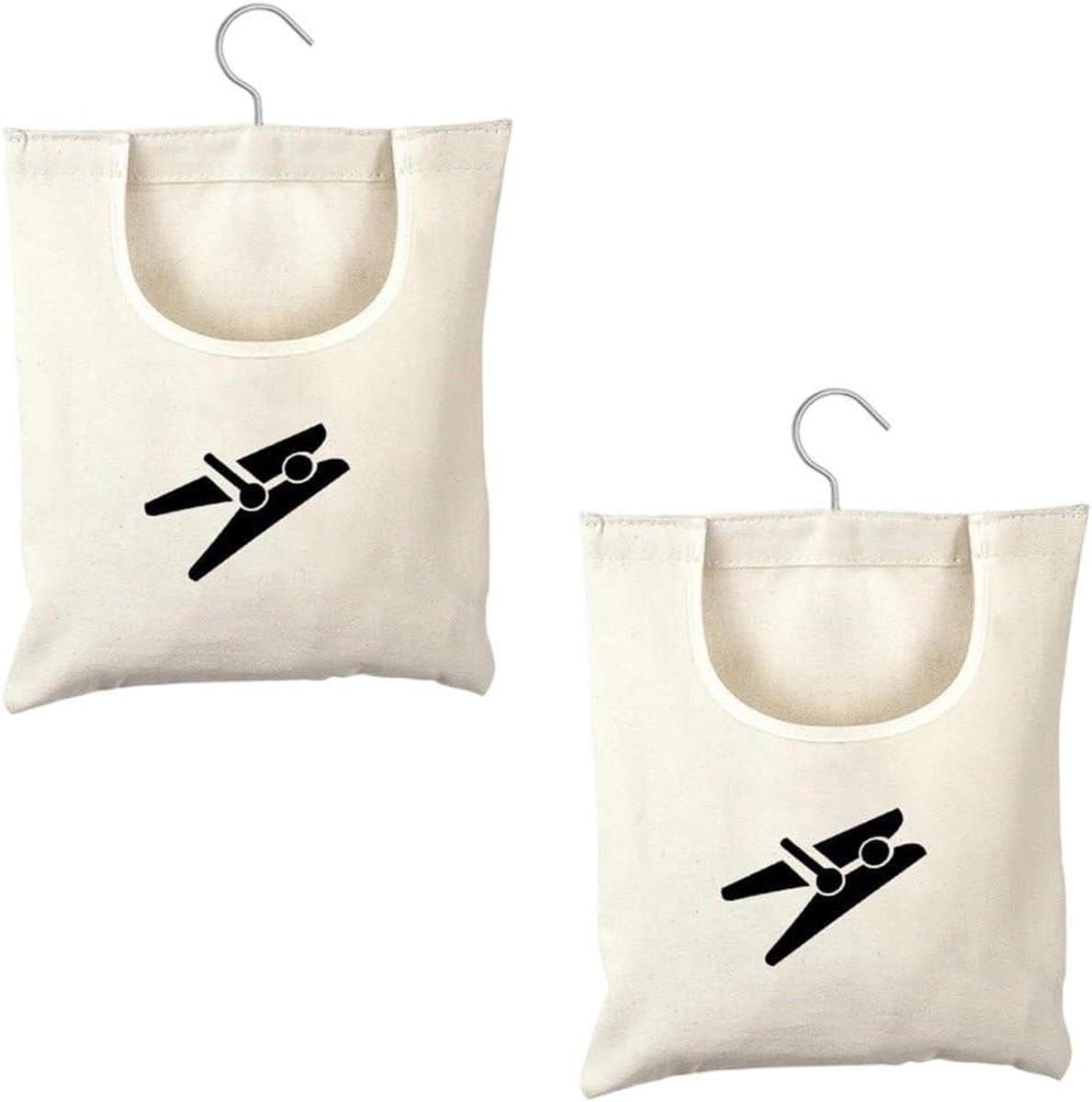 Opbergtas Wasknijpers - Knijperhouder Mandje - Wasknijpers Organiseren - Duurzaam Canvas Materiaal - 32 x 28 cm - Wit — afbeelding 1