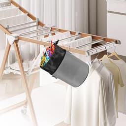 Wasknijper Tas - Opberger Houder - Wassen Ophangen - Met Draagriem - 19x19x24 cm - Grijs — thumbnail 3