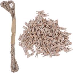 Houten Knijpers - Mini Clips - Foto Ophangen - Natuurlijke Grenen Constructie - 200 Stuks - Houtkleur — thumbnail 2