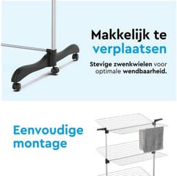 Droogtoren - Wasrek - Kleding Drogen - 36 Meter Drooglengte - 77x73x140 cm - Wit — thumbnail 4
