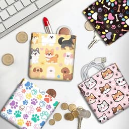 4 Stuks Knijp Coin Purse voor Huisdieren, Schattige Katten en Honden, Ideaal voor Sleutels en Muntjes — thumbnail 5
