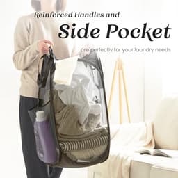 Wasmand - 2 stuks - Opvouwbare wasmand – Pop-up wasmand - Inklapbare pop-up wasmand van gaas - Voorzien van stevige handgrepen en zijvak - Draagbare, opvouwbare mand voor studentenkamers, badkamers en op reis - Zwart — thumbnail 3