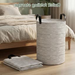 Vouwbare Wasmanden Set met 2 Waszakken, Waterdicht Canvas voor Kleding en Beddengoed, Ideaal voor Badkamer en Slaapkamer — thumbnail 2