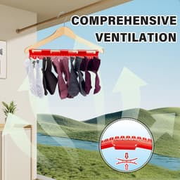 2 stuks - Sokkendroger - Draagbare washaken - Sokkenhouder - Kledingrek - Vierdelig droogrek voor sokken en kleding - winddicht droogrek - kledinghanger - plastic kledinghanger - voor hoeden, schoenveters, handdoeken en sokken - 32*5cm - rood — thumbnail 2