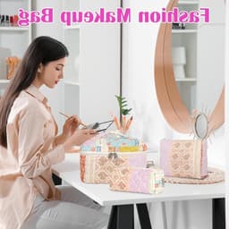Set van 3 Bloemige Cosmetica Tassen voor Dames - Draagbare Waszakken voor Dagelijks Gebruik en Reizen, Elegant en Praktisch — thumbnail 3