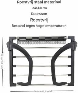 TOVBMUP Droogrek - Droogrek voor kleding - Droogrek voor schoenen van roestvrij staal voor balkons - Multifunctioneel opvouwbaar raammodel - Draagbaar opvouwbaar droogrek - geschikt voor Ophangen aan radiator, deur, douchewand of balkon - Zwart — thumbnail 5