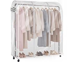 Grote transparante kledinghoes 150 x 150 x 50 cm, stofbescherming, waterdicht en met 2 ritsen voor optimale bescherming van kleding