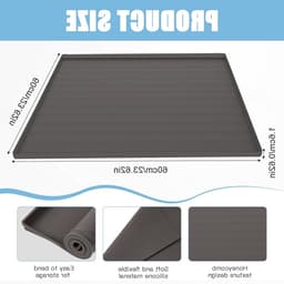 Herbruikbare Silicone Vloermat 60 x 60 cm met Verhoogde Rand voor Koelkast, Vriezer en Wasmachine - Grijs, Antislip, Waterdicht — thumbnail 4