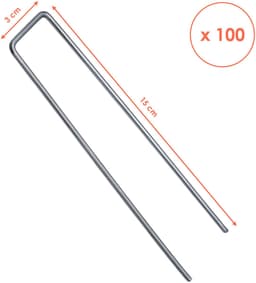 Dailygoods- Grondankers 100 stuks - Metalen bevestigingsankers - 15 cm x 3 cm - Stalen grondankers - Voor kunstgras/onweeddoek - Zilver — thumbnail 3