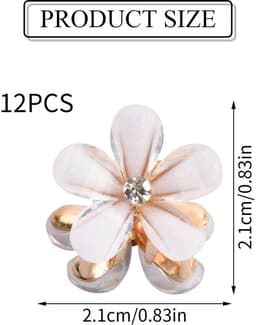 Dailygoods- Haarclips 12 Stuks - Mini Klauwclips - Bloem Motief - Antislip - Haaraccessoires - Duurzaam Materiaal - Haarklemmen — thumbnail 3