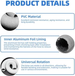 Dailygoods- Afvoerslang 100 mm Flexibel - Aluminium/PVC - Slangklemmen - Ventilatieslang - Wasdroger/Airco - 3 meter lengte — thumbnail 2