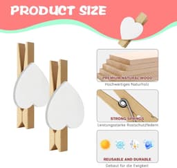 Mini Wasknijpers - Houten Knijpers - Foto's Ophangen - Met Jute Koord - 100 Stuks - Natuurlijk Hout — thumbnail 5