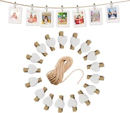 Mini Wasknijpers - Houten Knijpers - Foto's Ophangen - Met Jute Koord - 100 Stuks - Natuurlijk Hout — thumbnail 1