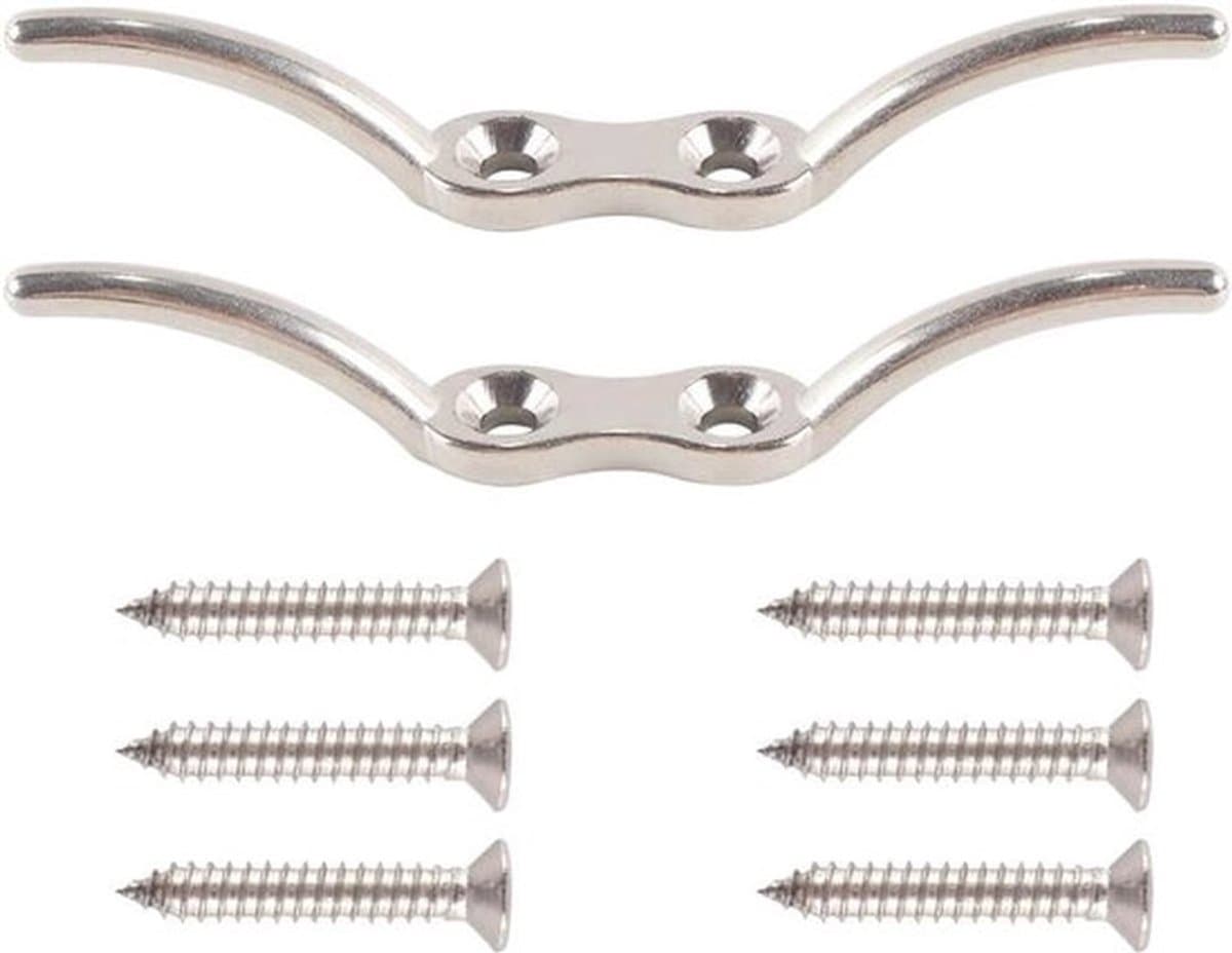 Ophanghaak - 2-pack - Robuust - Verzinkt - Touwbevestiging - Romeinse jaloeziekoord - Waslijn - Geschikt voor Buiten - Zilver. — afbeelding 1