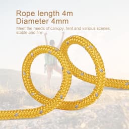 8-pack 4 mm ultralichte tentscheerlijnen met aluminium spanners — Ideaal voor kampeertenten, tarpen, wandelen en backpacken (Geel) — thumbnail 2