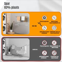 Core® Wanddroogrek Inklapbaar - Wanddroogrek - Zilver - ‎80cm x 100cm x 15cm — thumbnail 3