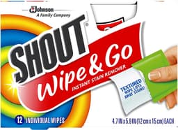 Shout Wipe & Go - Vlekkenverwijderaar vochtige doekjes 12 stuks - instant vlekkenverwijderaar — thumbnail 1