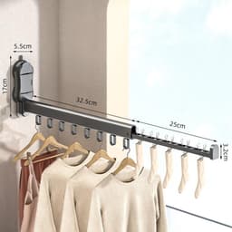 YOR® Wanddroogrek Inklapbaar - Wanddroogrek - Zwart - ‎6cm x 58cm x 17cm; 0.9 kg — thumbnail 5