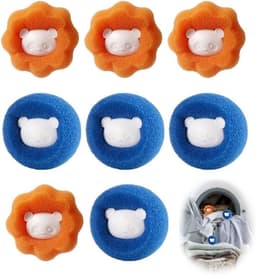 8 stuks haarvangers wasmachine, anti-haren wasmachine voor kleding en beddengoed, vermindert klitten, wasbal, pluisfilter voor het verwijderen van dierenharen (oranjeblauw) — thumbnail 1