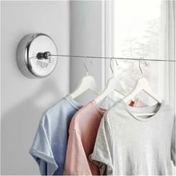 Intrekbare Waslijn - Wasrek Touw - Kleding Drogen - Roestvrij Staal - 2.8 Meter - Zilver — thumbnail 4