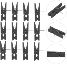 Houten Pushpins Clips - Decoratieve Spelden - Ambachtelijke Projecten - Veelzijdig Bevestigingsmiddel - 50 Stuks - Zwart — thumbnail 3