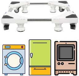 Linkforu - Verstelbare Wasmachine Verhoger - Verrijdbare Onderwagen - Anti Vibratie - 47-69 CM – Wit — thumbnail 4