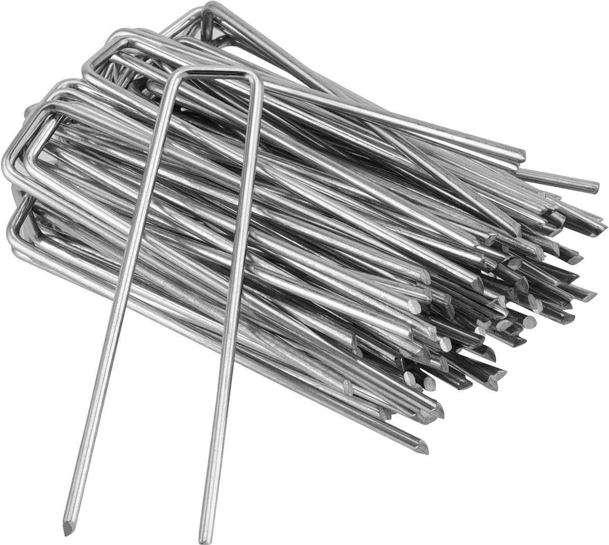 Set van 150 gegalvaniseerde grondankers, 100 x 13 mm, diameter 3 mm, voor het bevestigen van onkruiddoek, tuinplanten en schuttingen — afbeelding 1