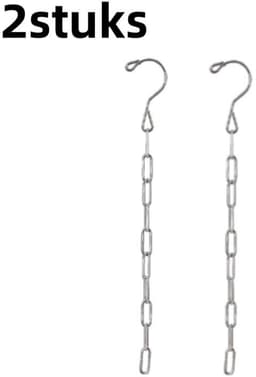 2-struks - Waslijn - kledinghangers - Lange lus waslijn - Dikke kledingketting - Roestvrij staal - Geschikt voor garderobekastopberging Multifunctionele kledinghaak - 50cm - Zilver — thumbnail 1