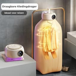 Opvouwbare Wasdroger - Draagbare Kledingdroger - Khaki - ABS Kunststof - 600W - LED Temperatuur Display - 100L Droogzak - 360° Warmtecirculatie - Oververhittingsbeveiliging - Thuis En Reizen — thumbnail 3